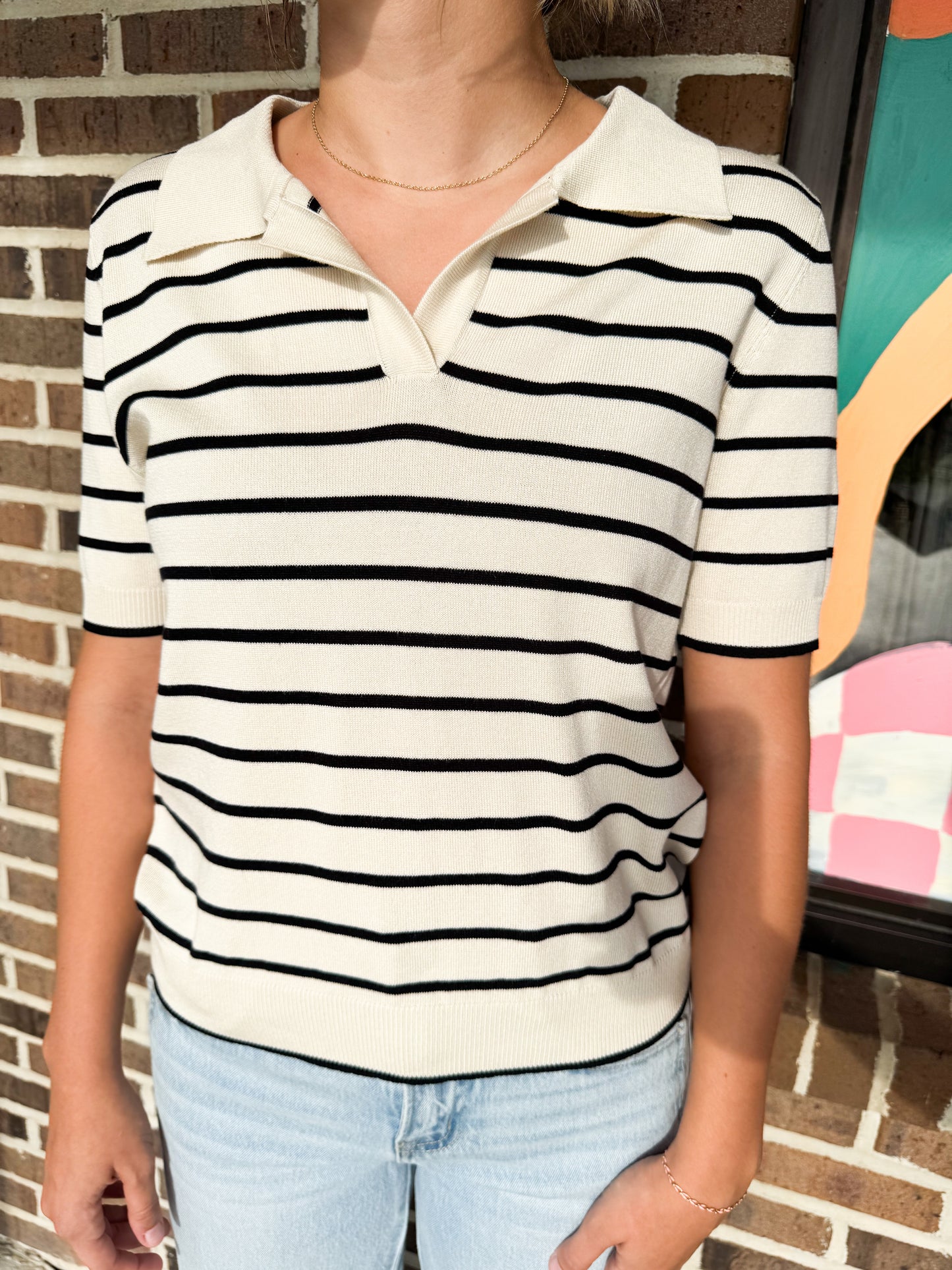Rachel Ribbed Collared Knit Top