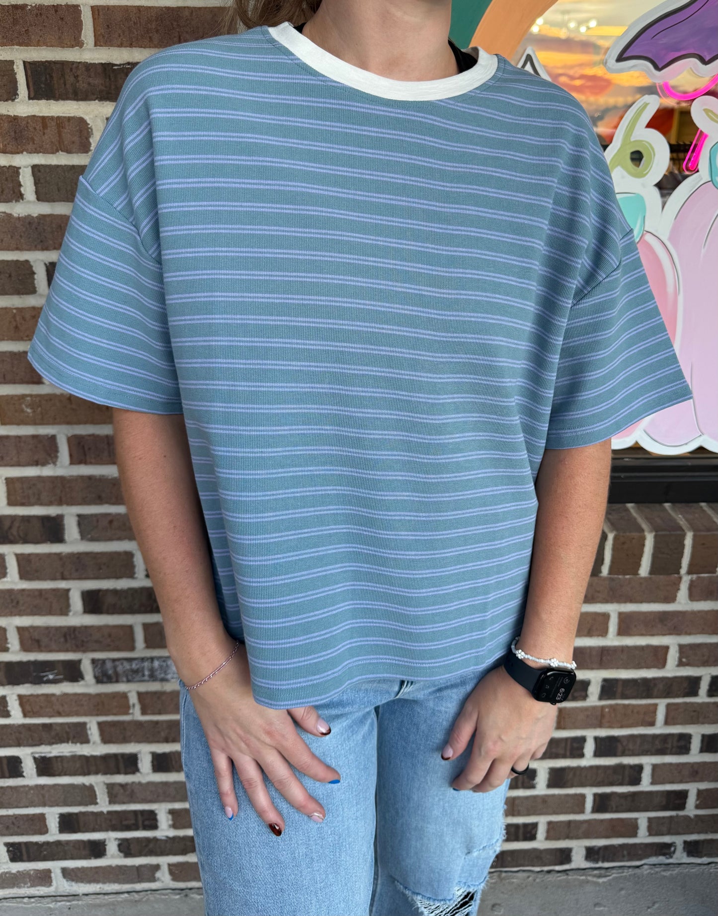 Stacey Striped Waffle Knit Top
