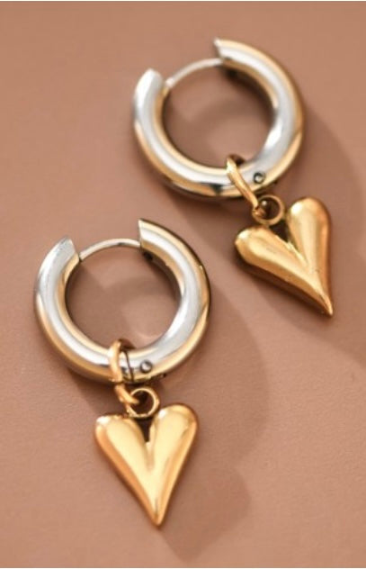 Heart Drop 18K Waterproof Non-tarnish Earrings