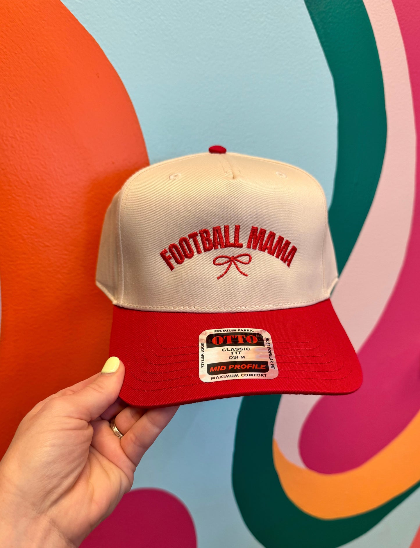 Football Mama All Red Embroidered Hat