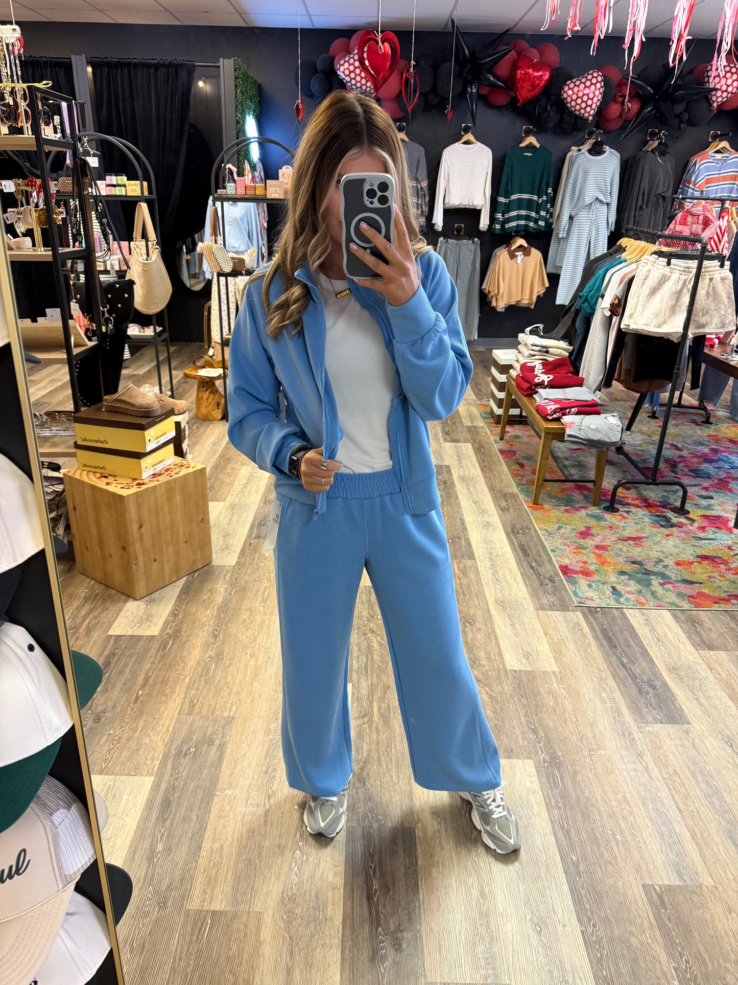 Sunday Blues Ribbed Athleisure Set
