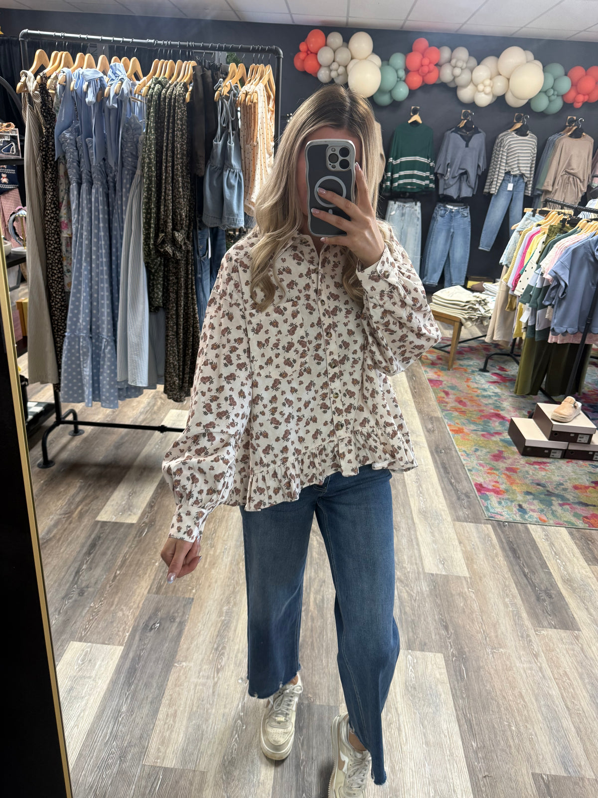 Danika Floral Peplum Button Up