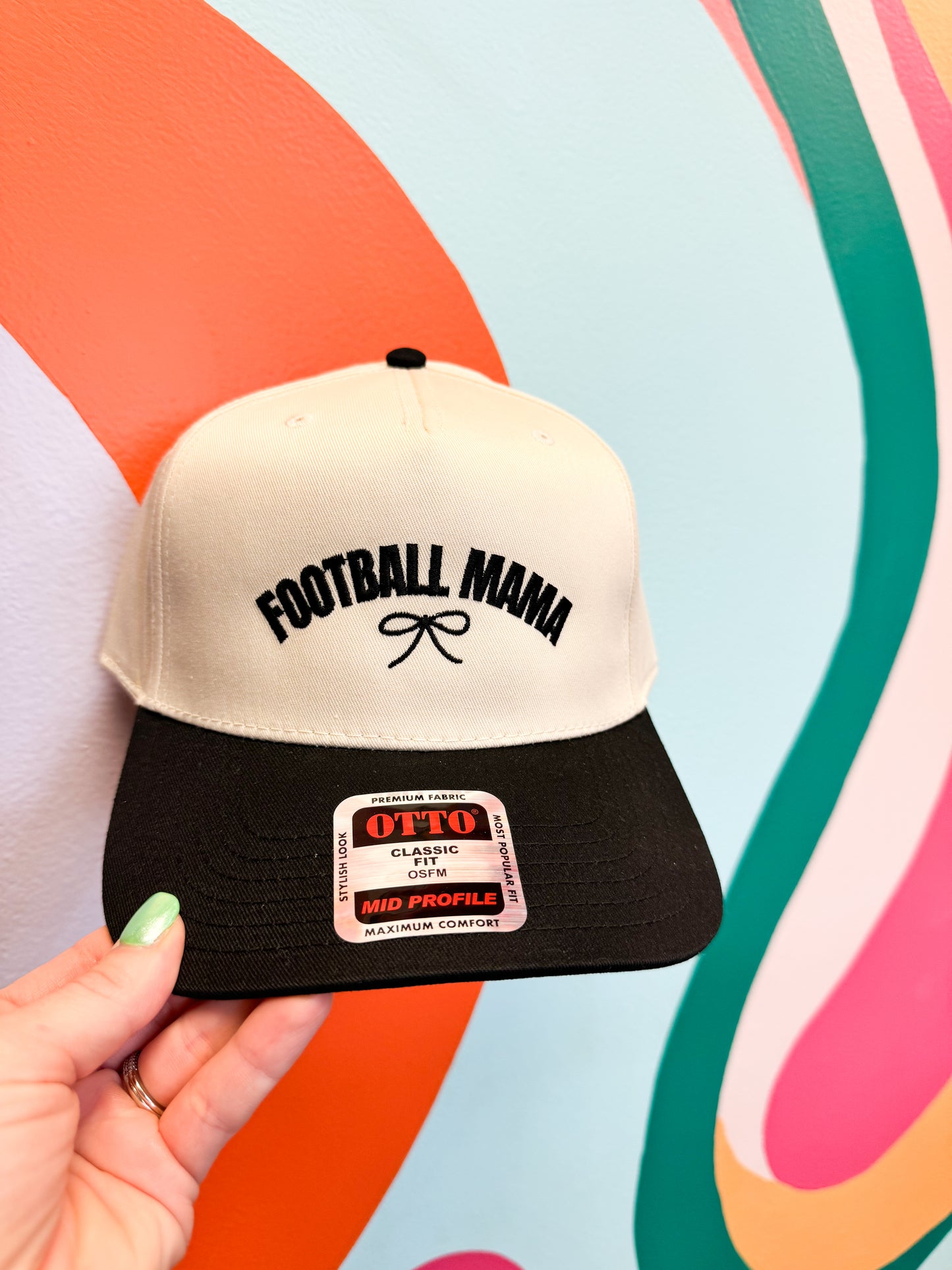 Football Mama All Black Embroidered Hat