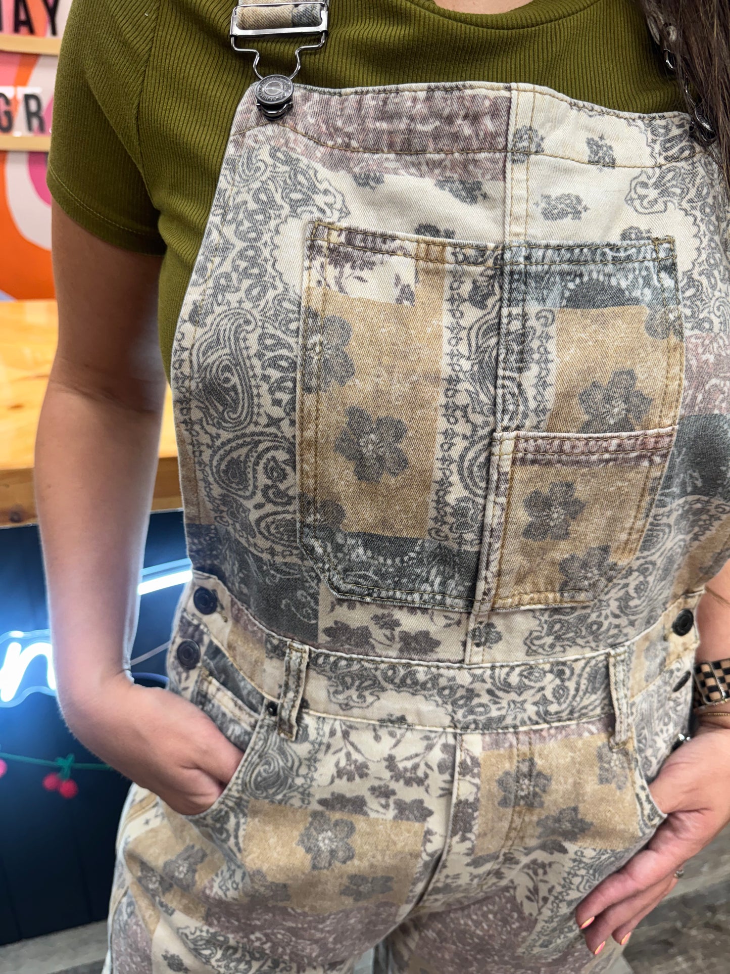 Paisley Vintage Floral Boho Overalls