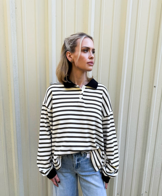 Silas Striped Collared Pullover