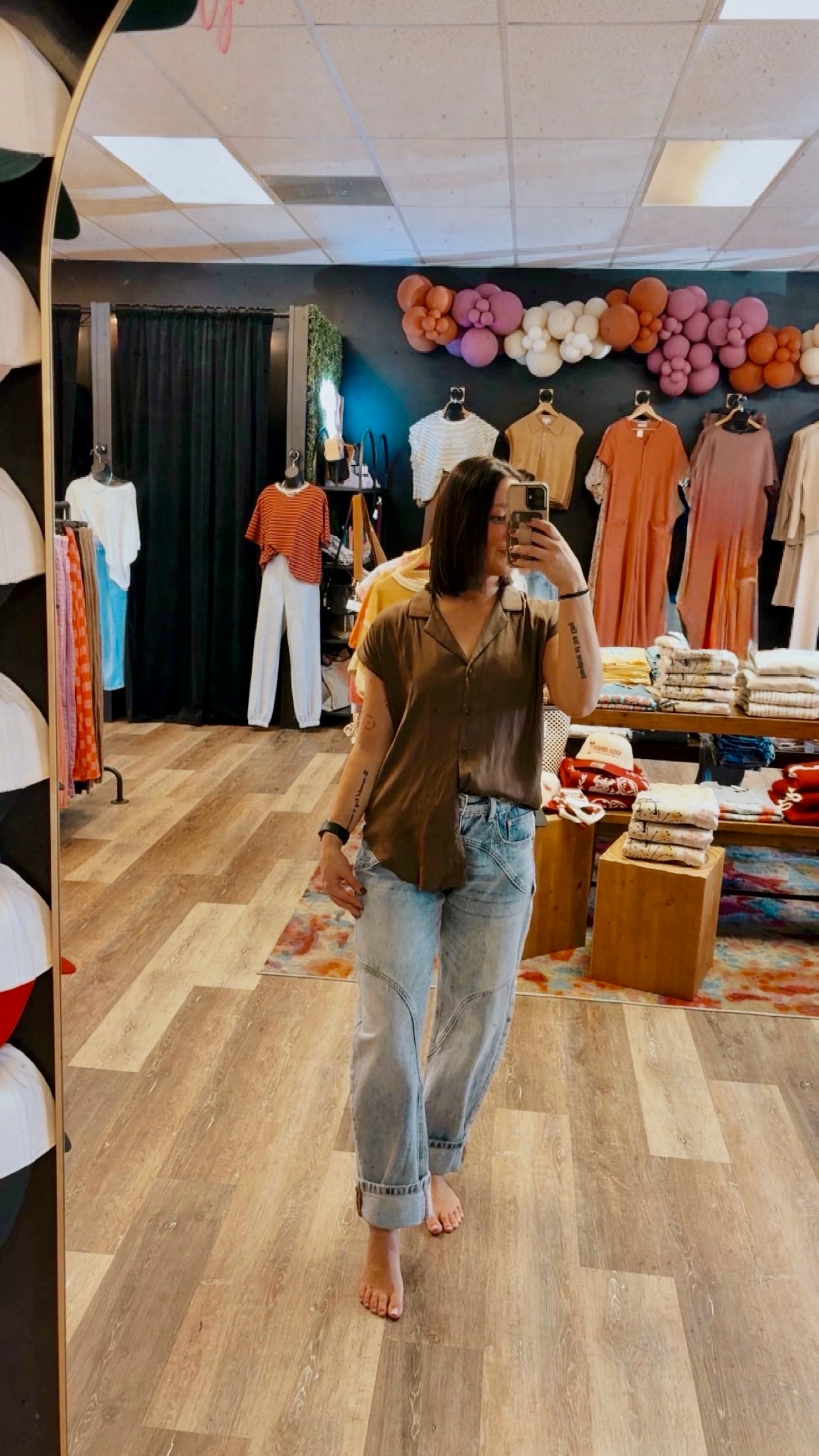 Bell Button Down Cap Sleeve Satin Top