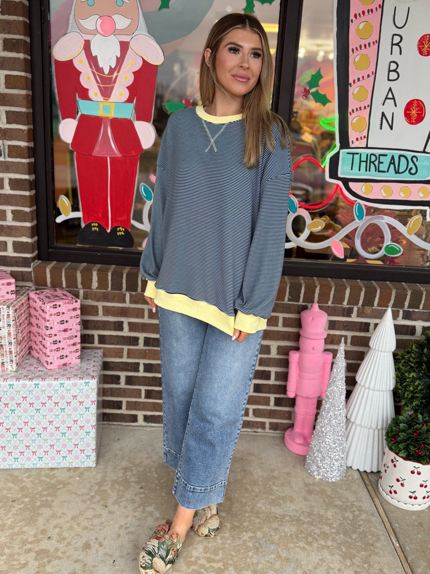 Cashmere Dreams Striped Pullover