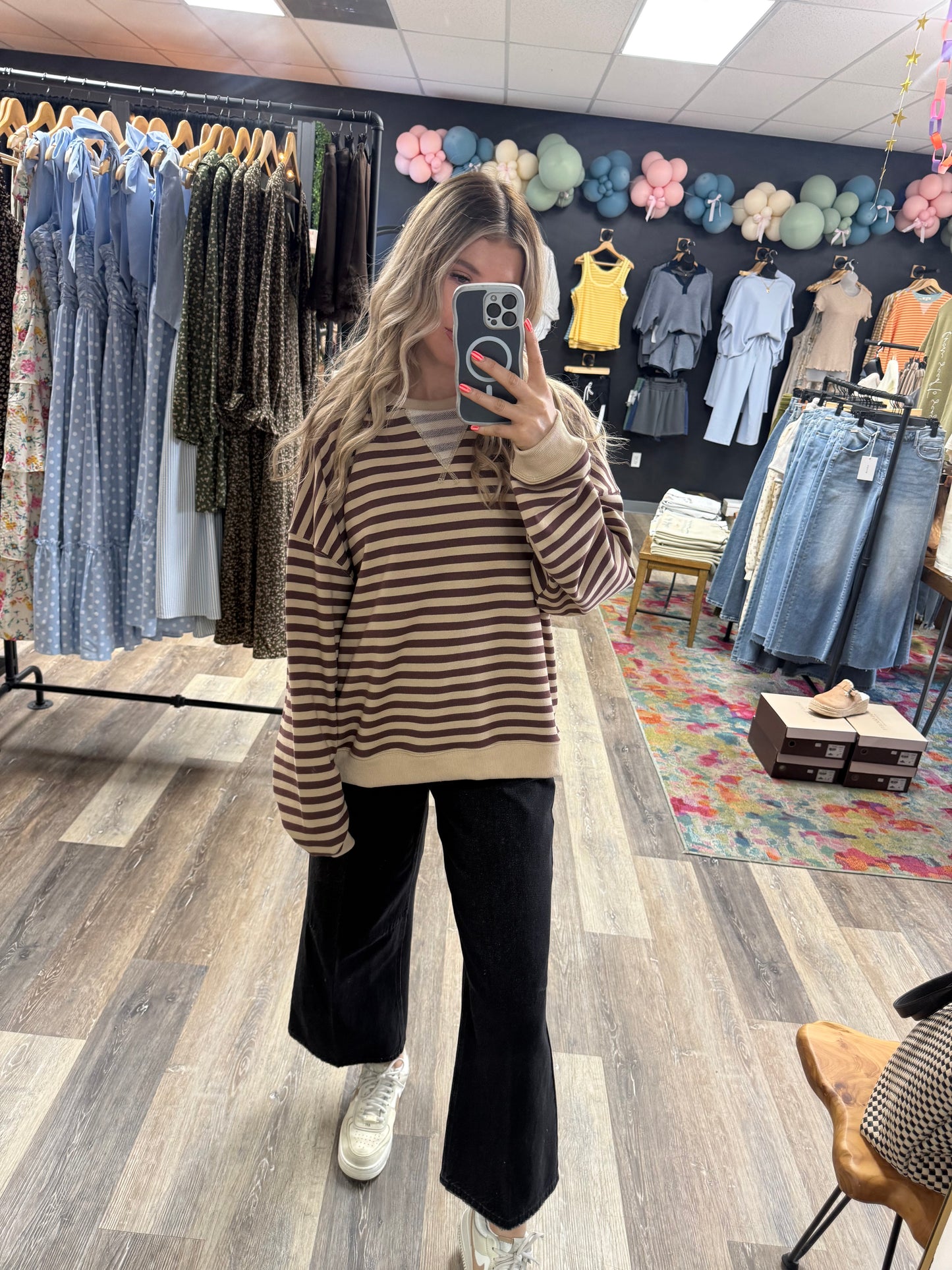 Cozy Mocha Striped Pullover