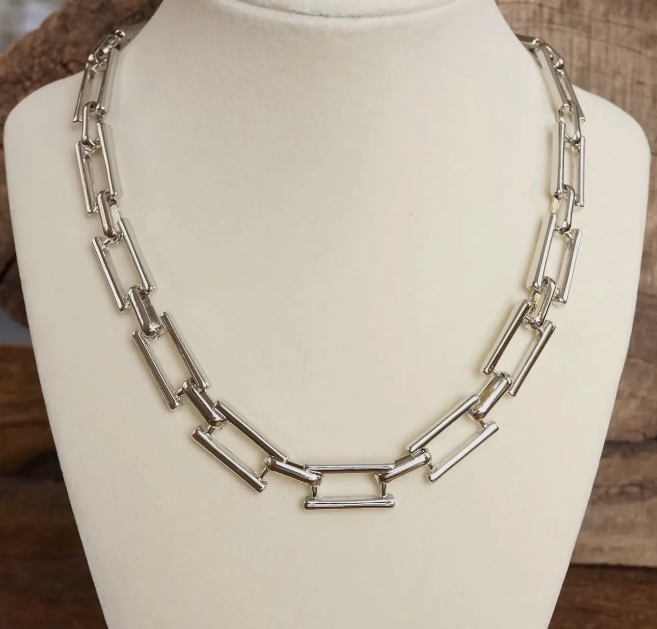 Flat Silver Chunky Paperclip Necklace