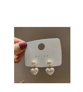Heart Earrings Pearl Drop