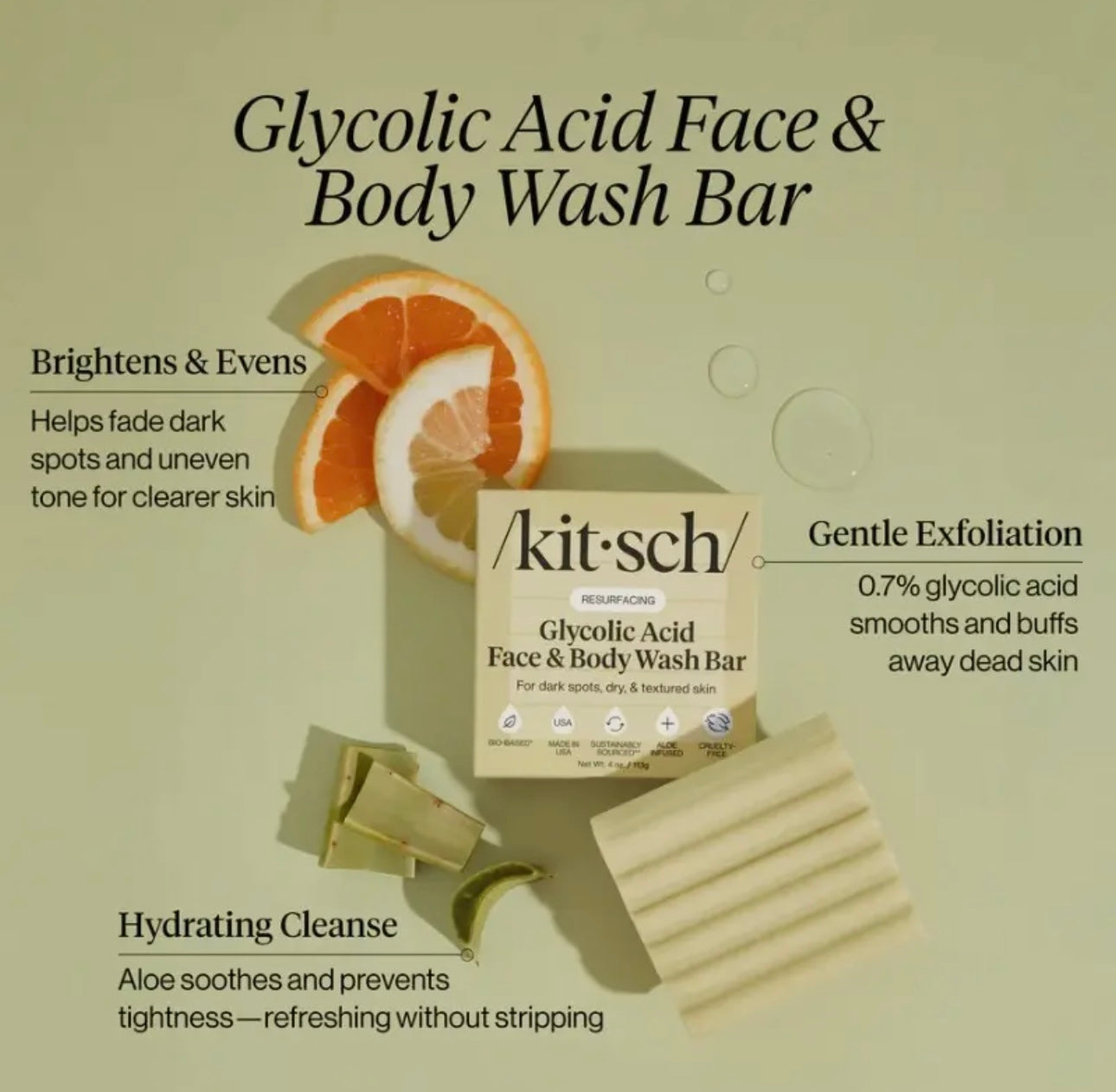 Kitsch Glycolic Acid Face & Body Bar