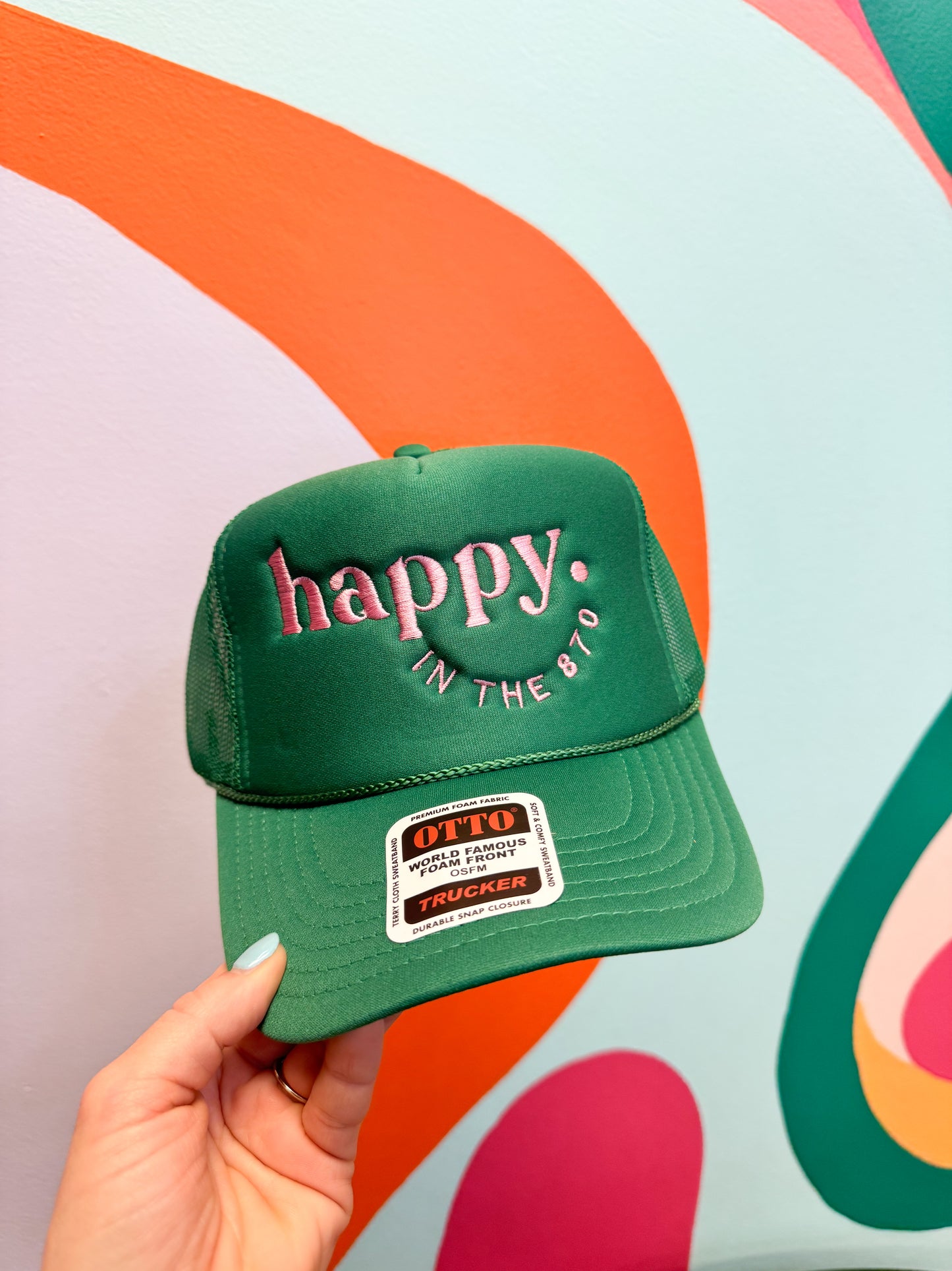 Green Happy 870 Embroidered Hat
