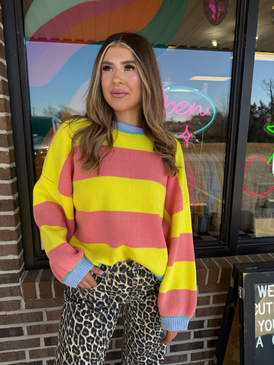Sunburst Striped Crewneck Sweater