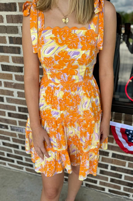 Harmony Tiered Scallop Trim Dress