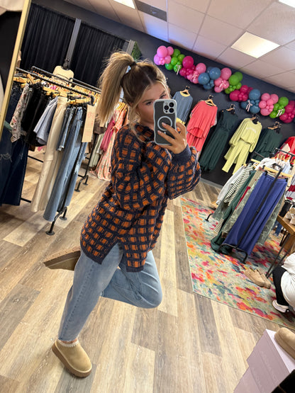 Tay Checkered Oversized Sweater
