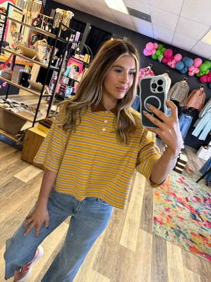 Stella Striped Polo Knit Top