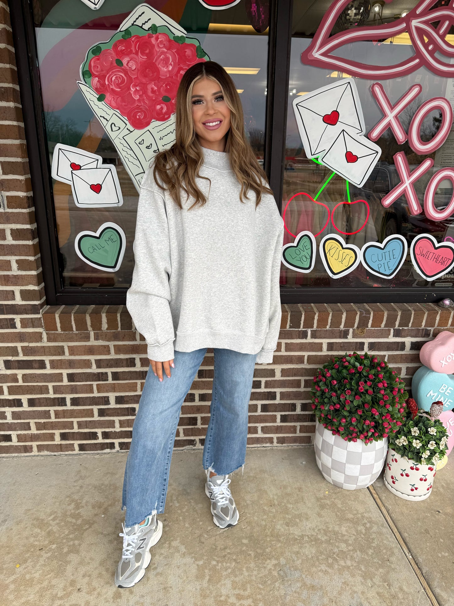 Sports Grey Mock Neck Sweatshirt