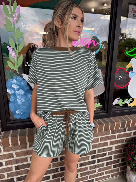 Hazel Striped Knit Top and Shorts Set