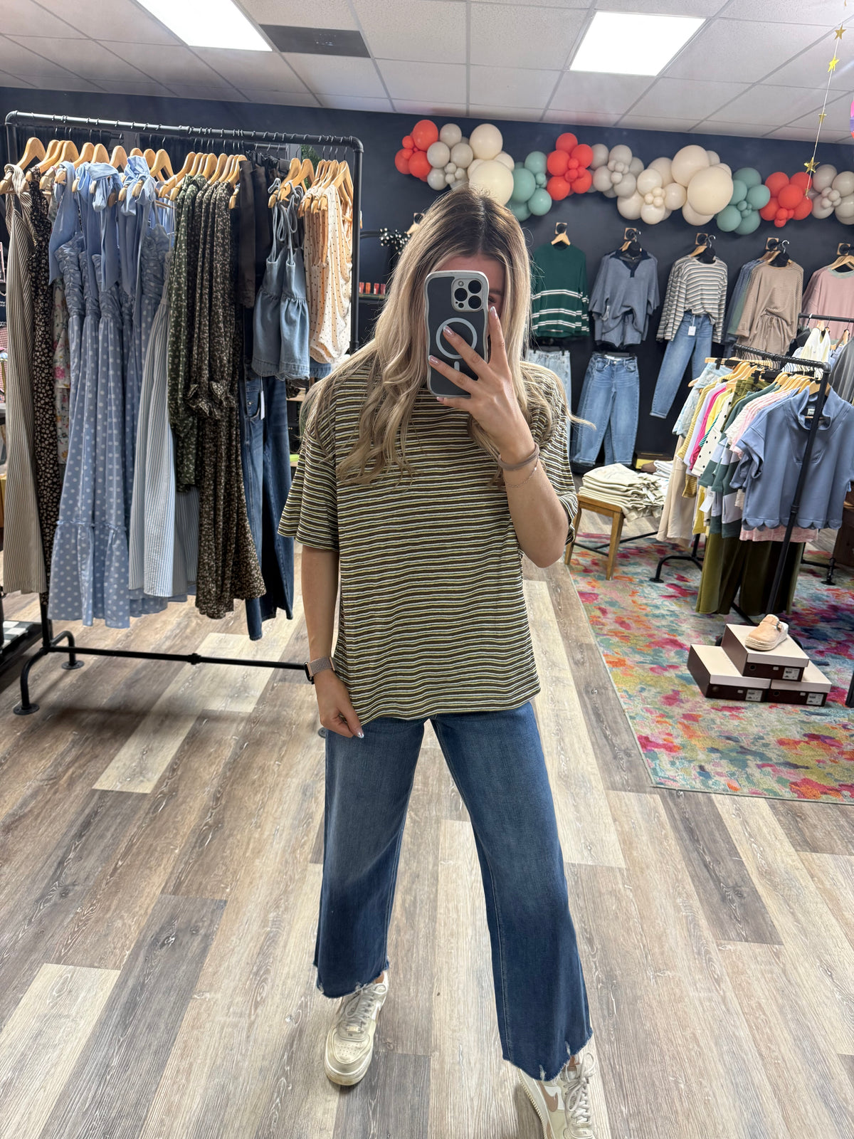 Lemon Squeeze Striped Oversized Tee