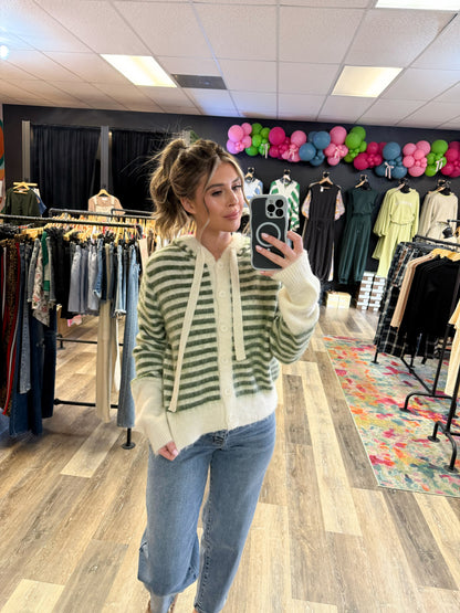 Cassie Striped Hooded Cardigan