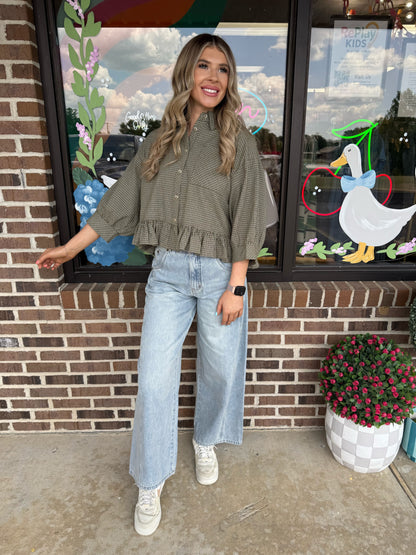 Wilder Vintage Wash Wide Leg Paneled Denim