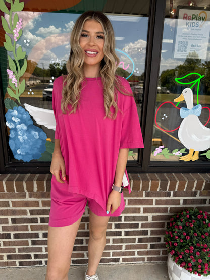 Pretty in Pink Cotton Shorts Set