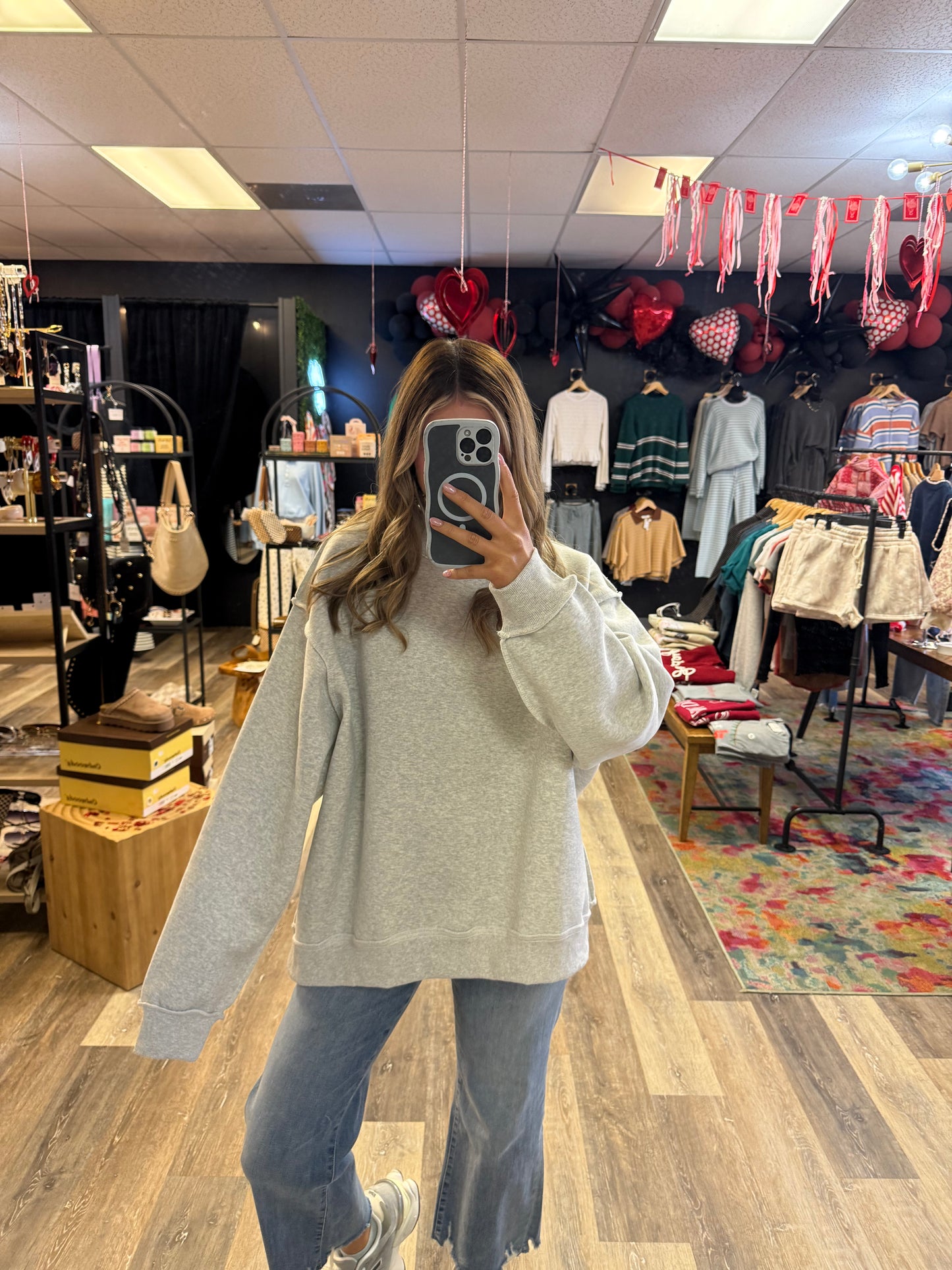 Sports Grey Mock Neck Sweatshirt