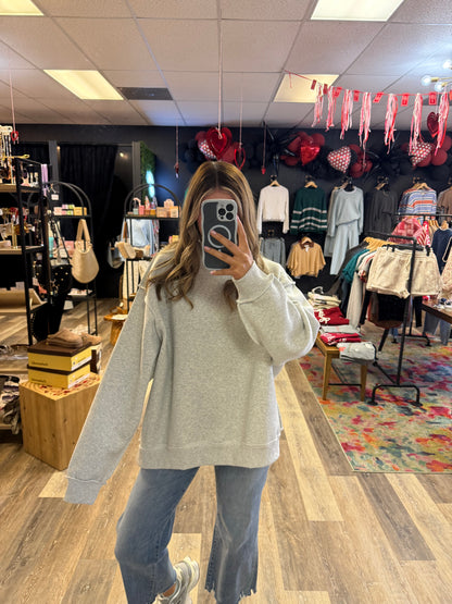 Sports Grey Mock Neck Sweatshirt
