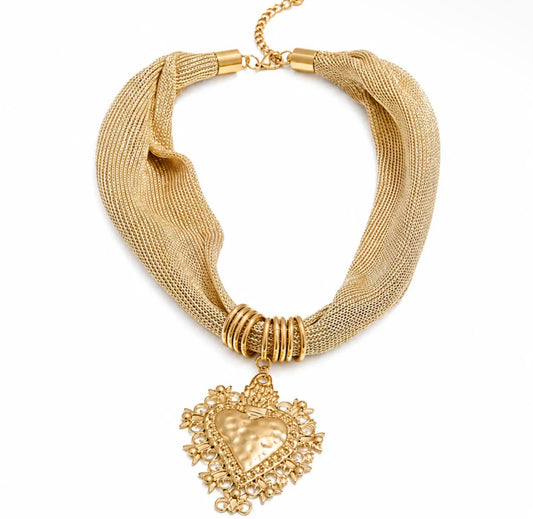 Heart Mesh Statement Necklace