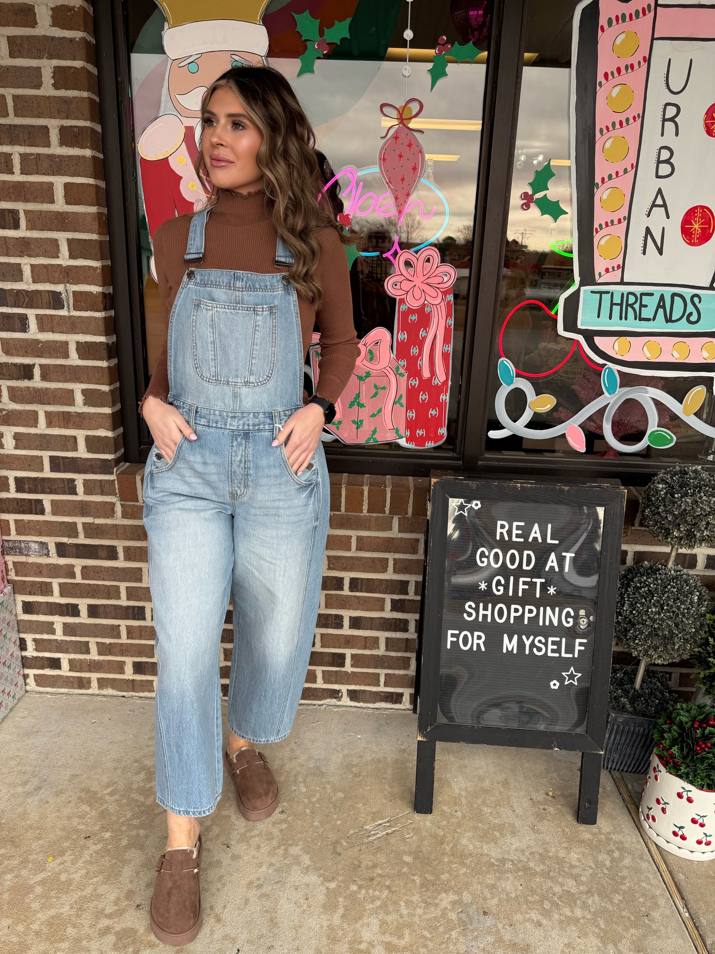 Baker Barrel Style Light Wash Overalls