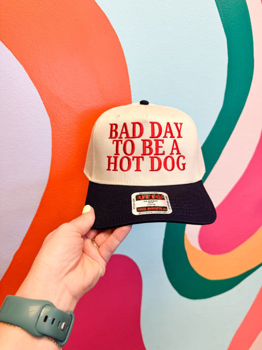 Bad Day To Be A Hot Dog Navy Embroidered Hat
