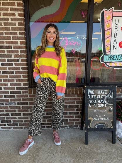 Sunburst Striped Crewneck Sweater