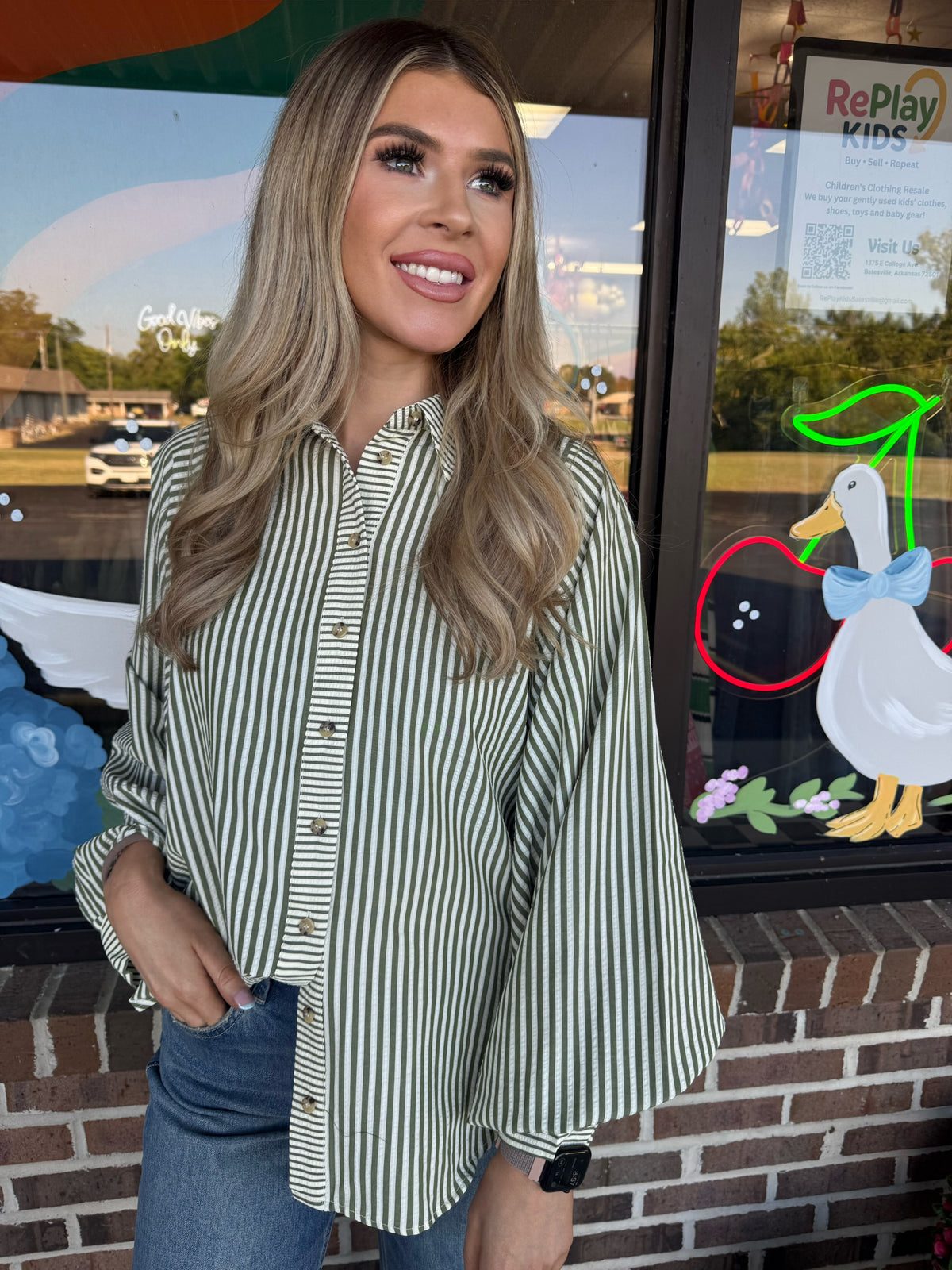 Monroe Mixed Striped Button Down