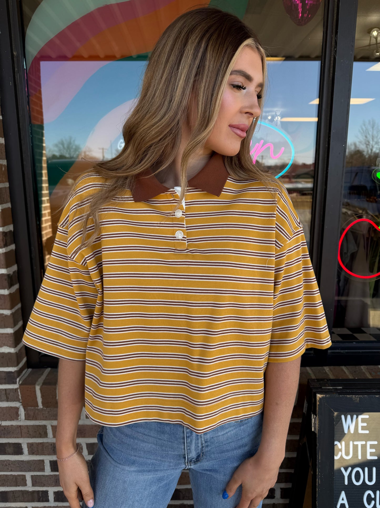 Stella Striped Polo Knit Top