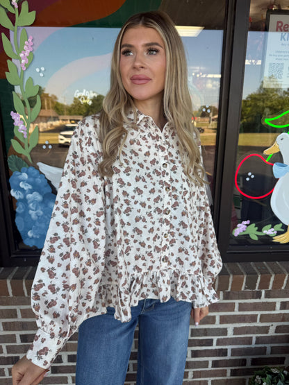 Danika Floral Peplum Button Up