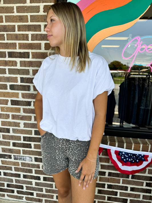 White Bubble Hem Top