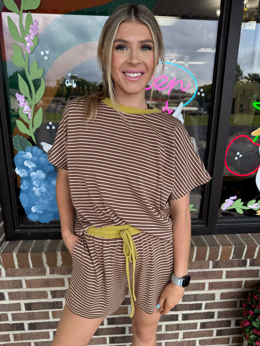 Hallee Striped Knit Top and Shorts Set