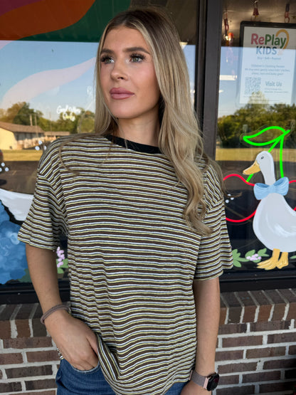 Lemon Squeeze Striped Oversized Tee