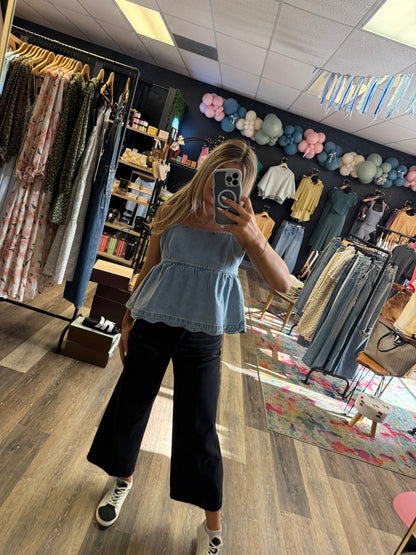Denim Peplum Top