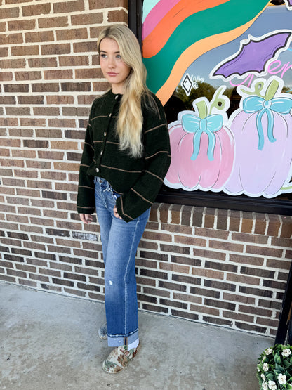 Honey Striped Button Up Cardigan