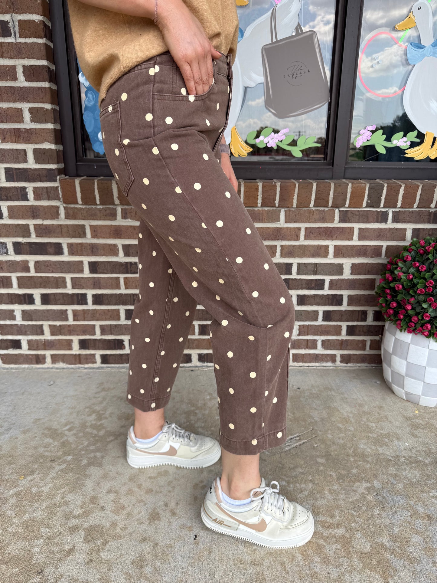 Whitt Polka Dot Cropped Denim Jeans