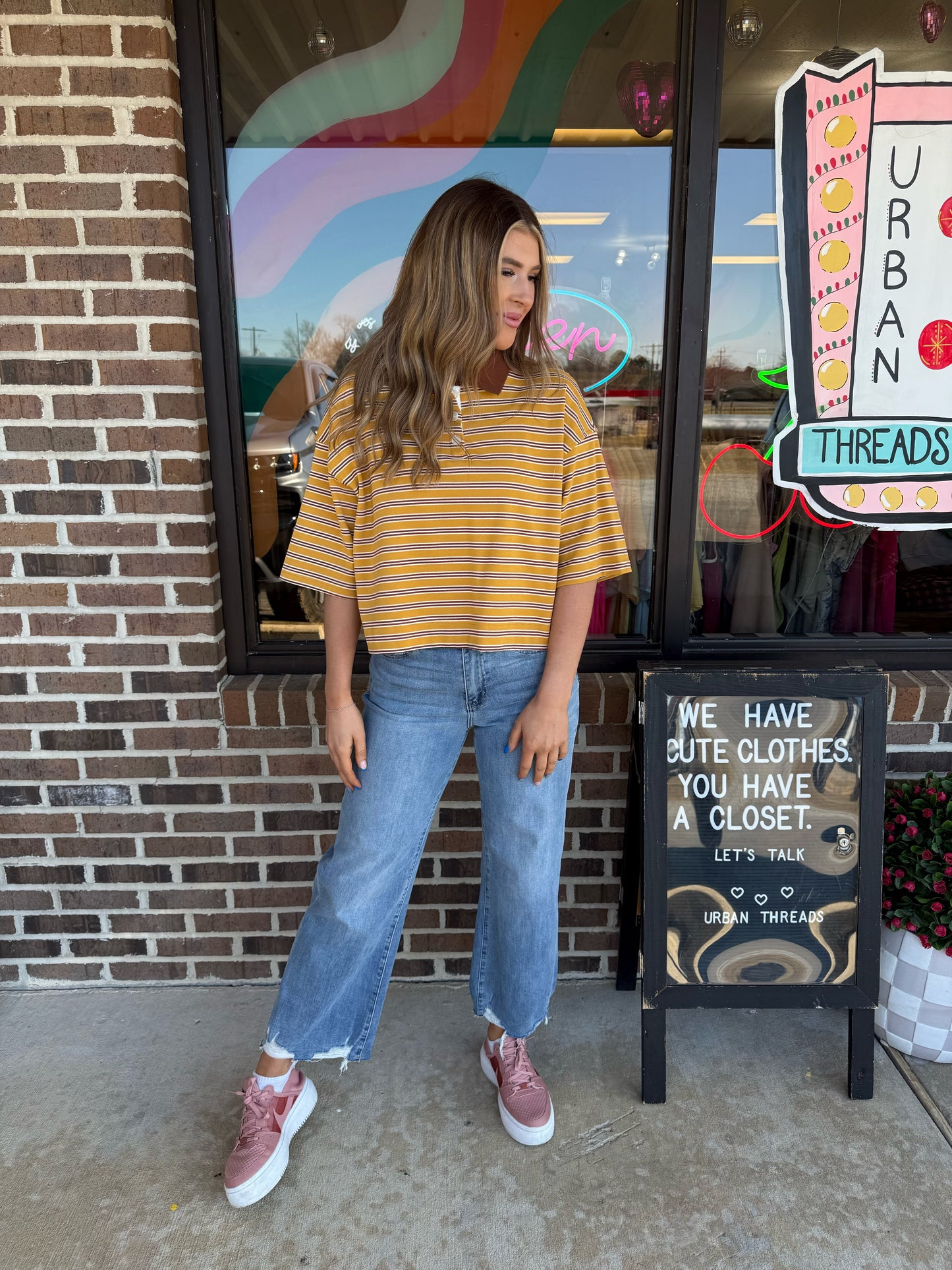 Stella Striped Polo Knit Top