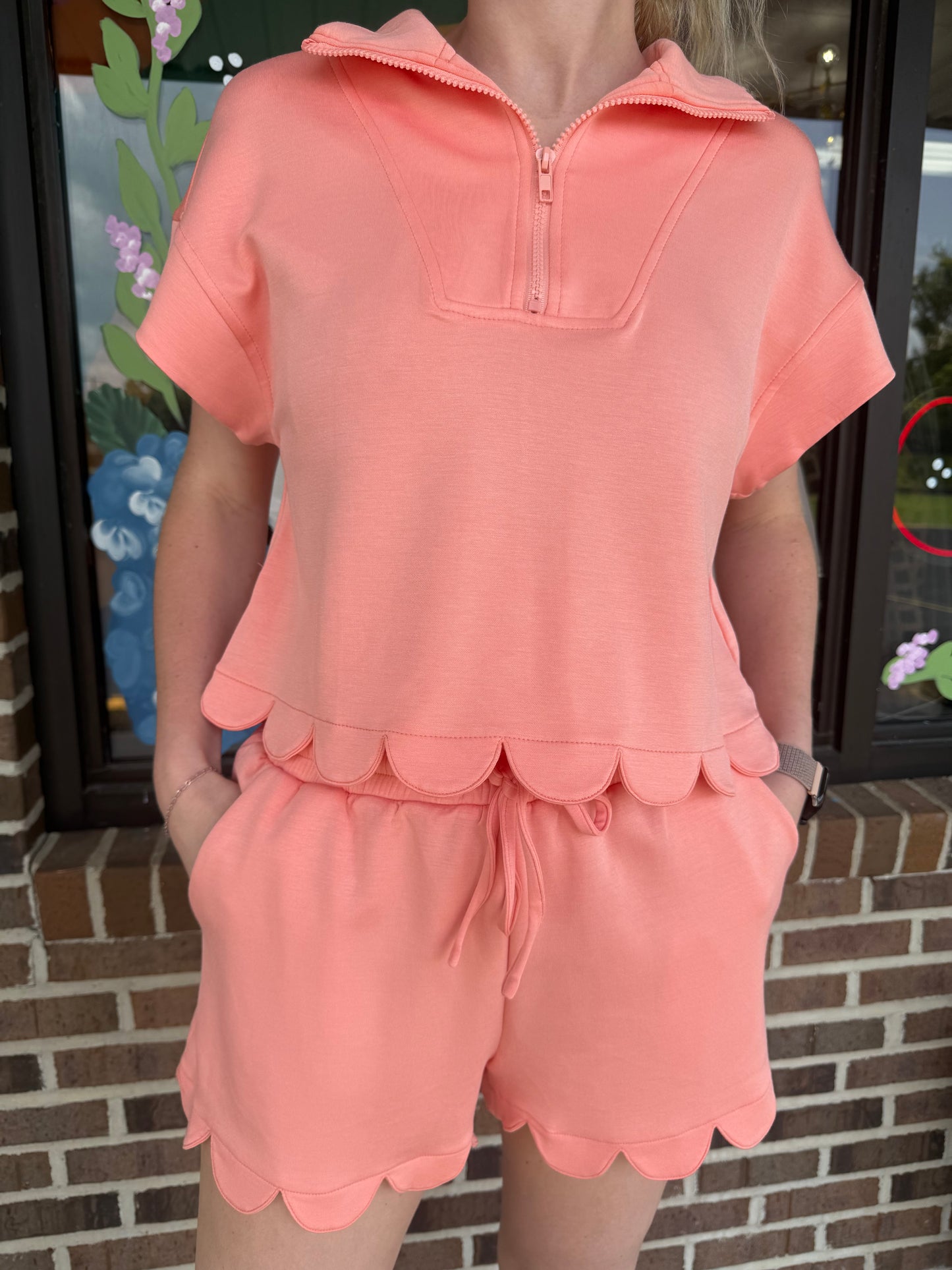 Coral Cove Scallop Shorts Set