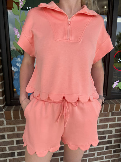 Coral Cove Scallop Shorts Set