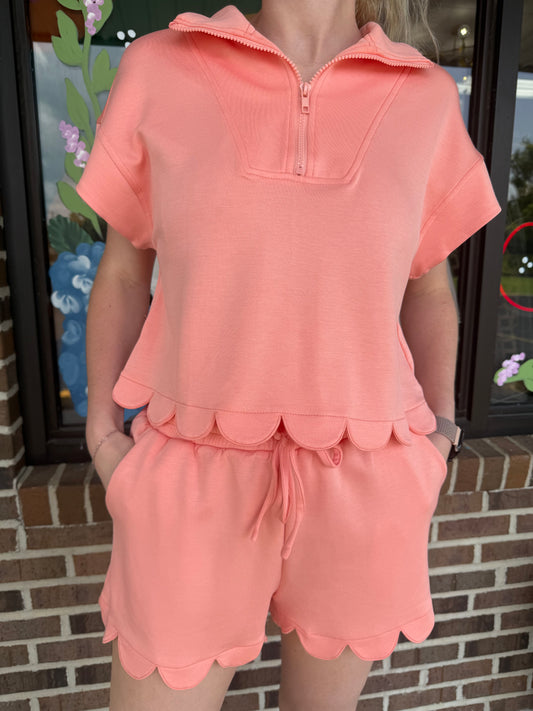 Coral Cove Scallop Shorts Set