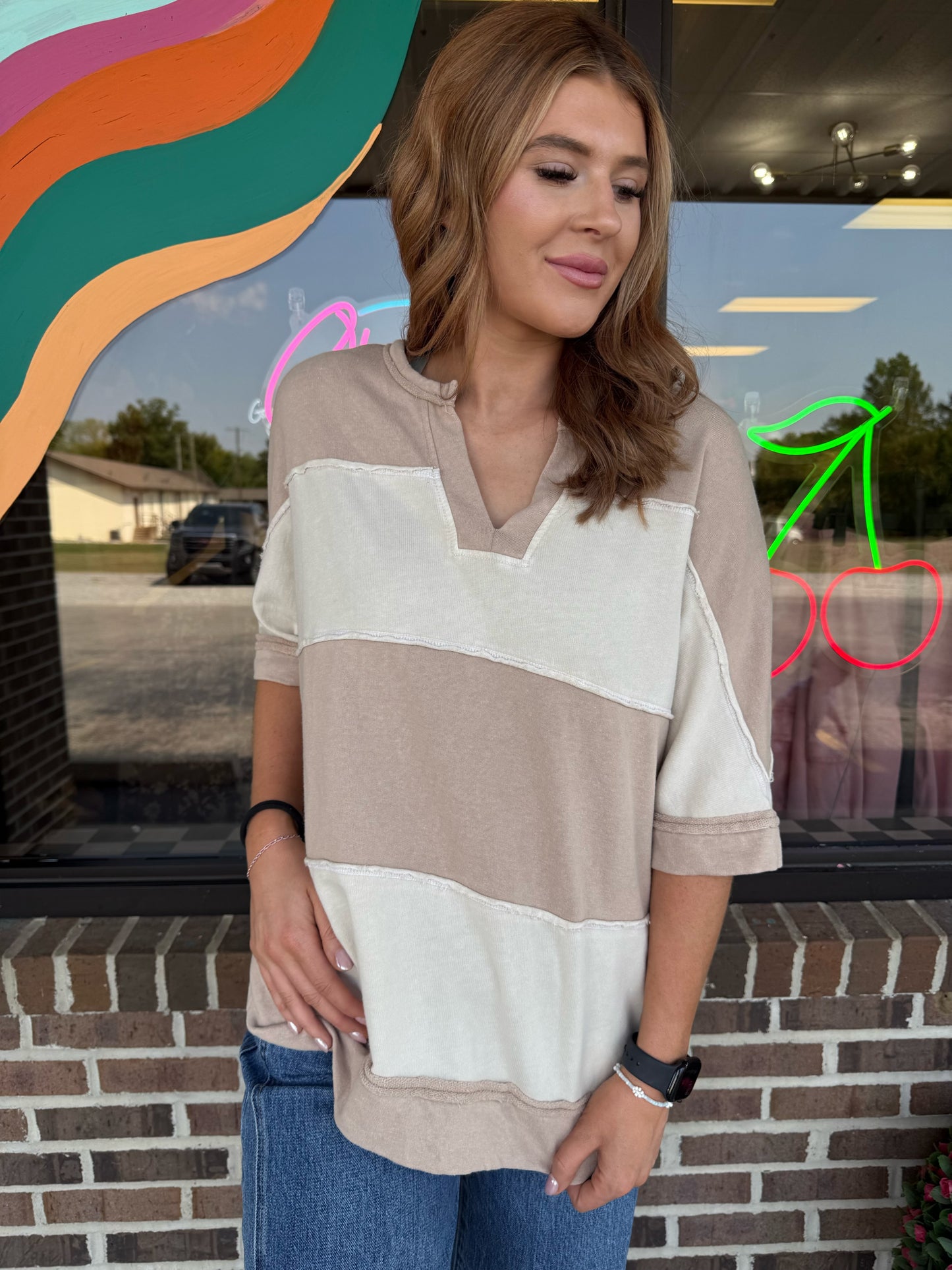 Spenser Striped Contrast Top