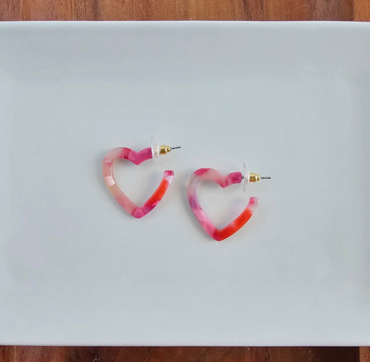 Baby Cupid Heart Hoop Earrings