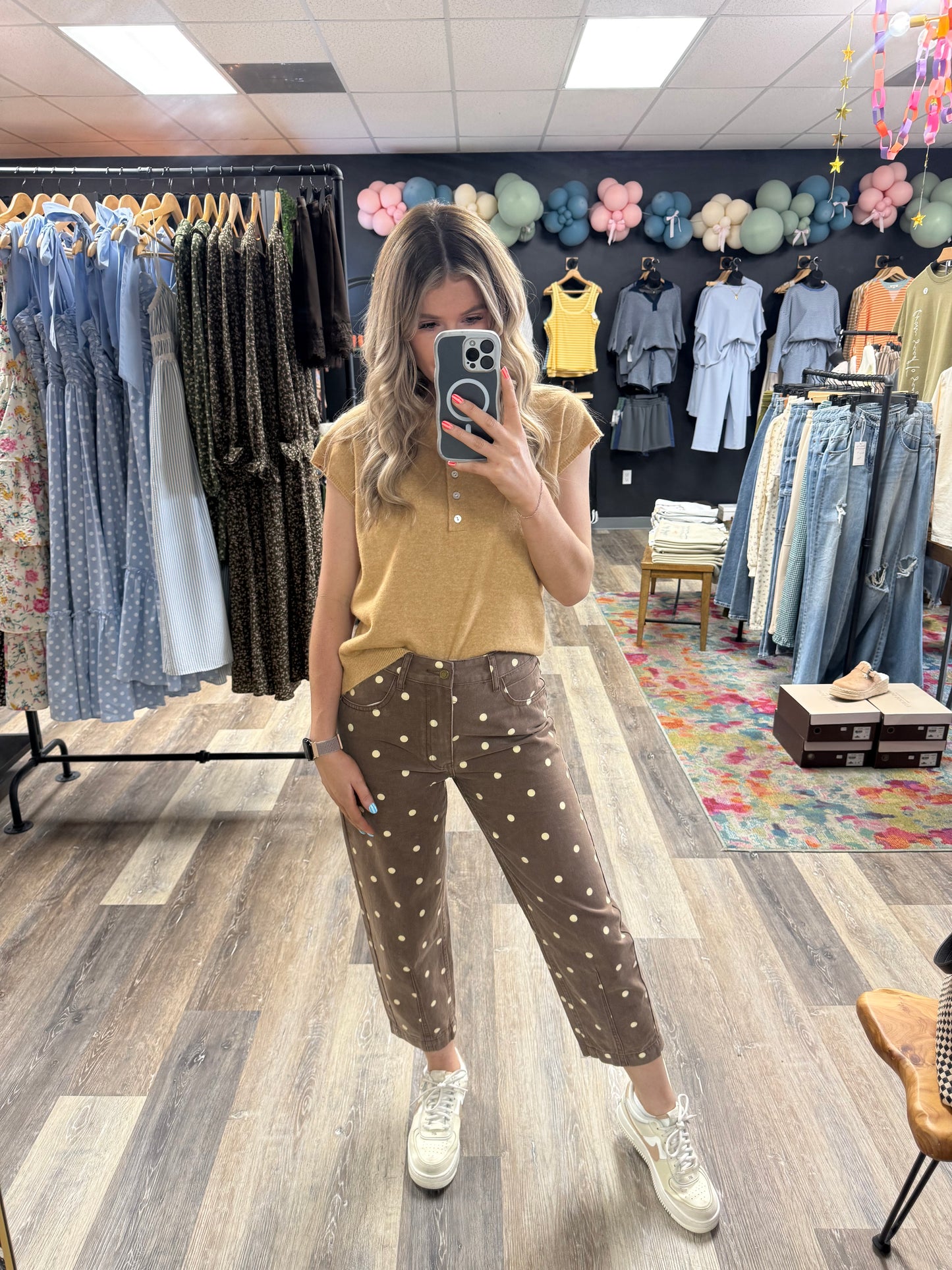 Whitt Polka Dot Cropped Denim Jeans
