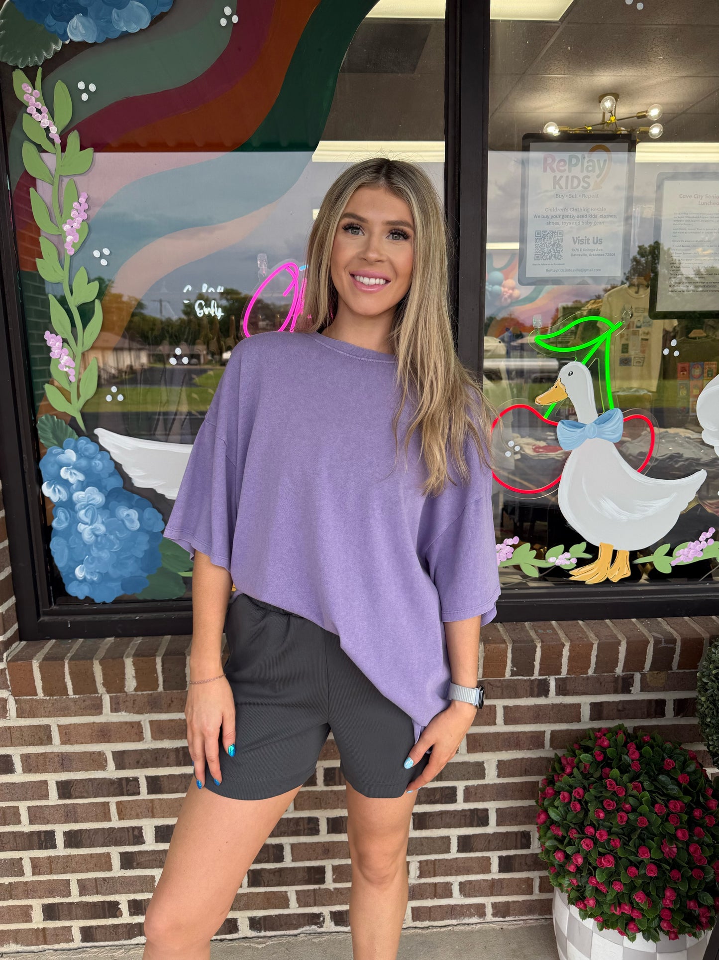 Dusty Lilac Oversized Boyfriend Mineral Wash Tee