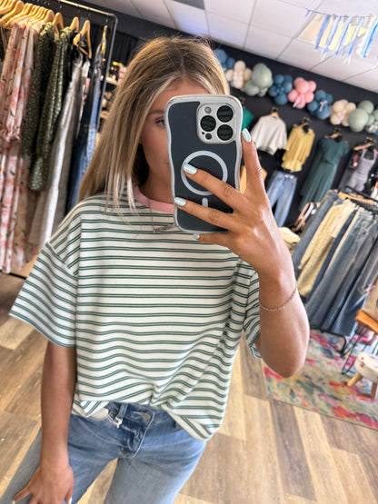 Lauren Striped Waffle Knit Top